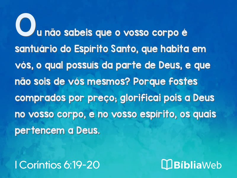 I Coríntios 6:19-20 em imagem para compartilhar