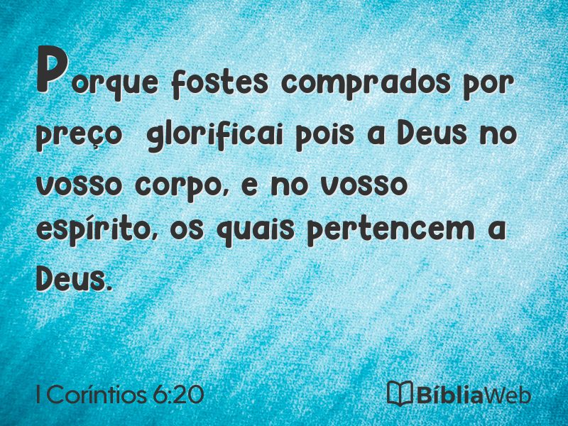I Coríntios 6:20 em imagem para compartilhar