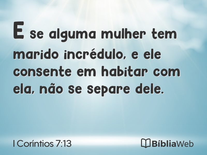 I Coríntios 7:13 em imagem para compartilhar