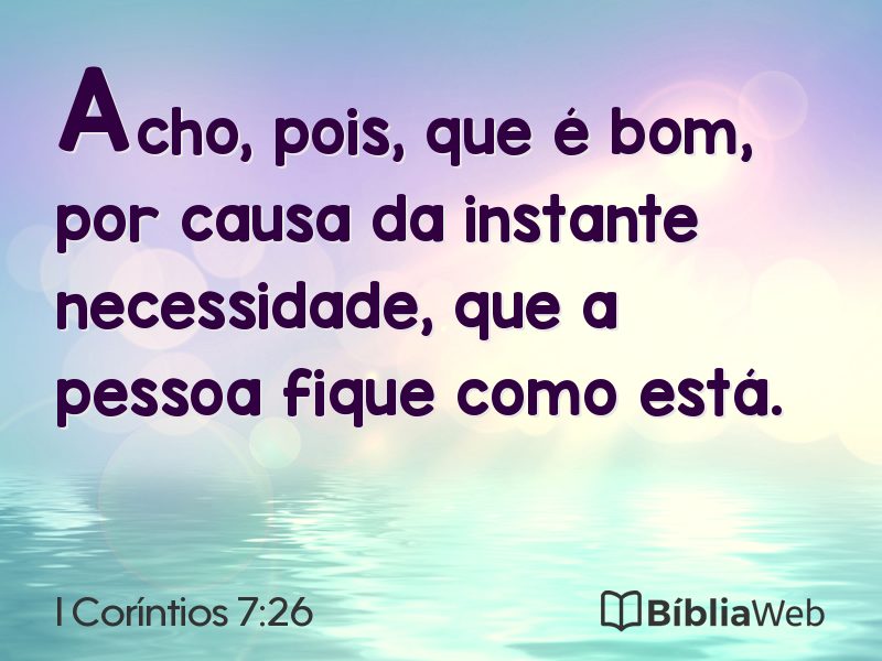 I Coríntios 7:26 em imagem para compartilhar