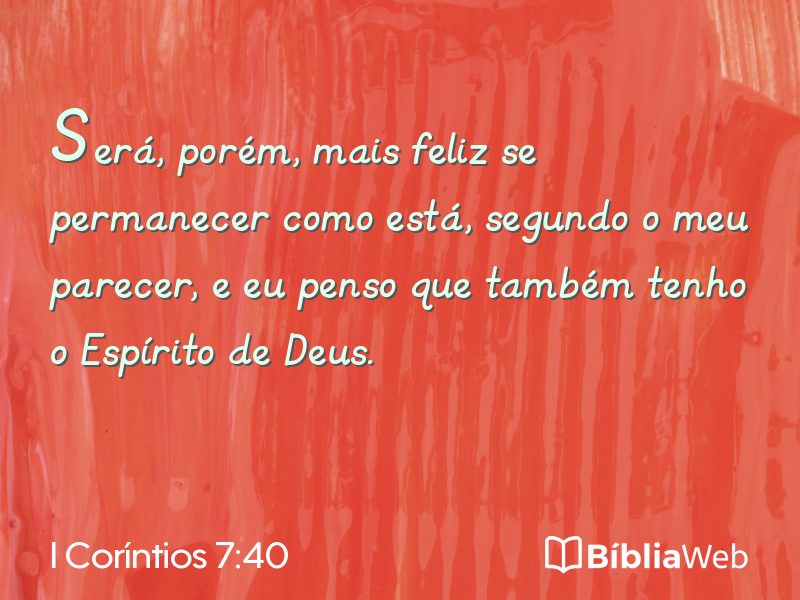 I Coríntios 7:40 em imagem para compartilhar