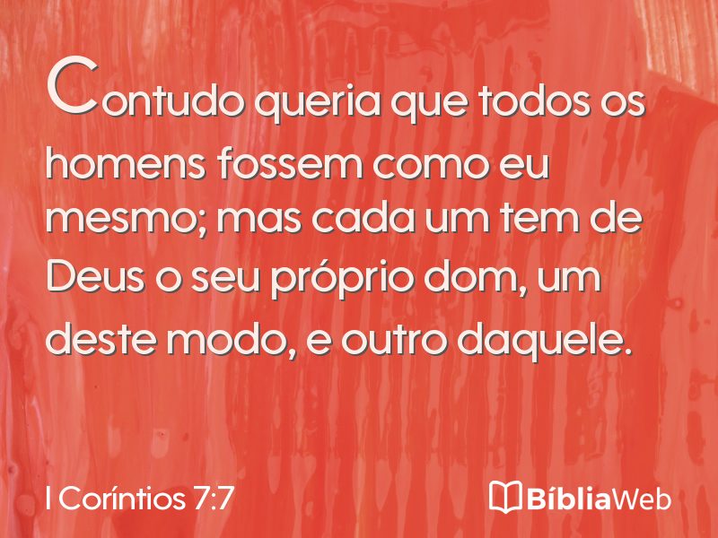 I Coríntios 7:7 em imagem para compartilhar