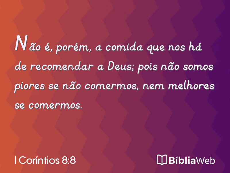 I Coríntios 8:8 em imagem para compartilhar