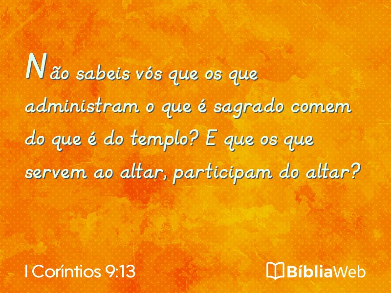 I Coríntios 9:13 em imagem para compartilhar