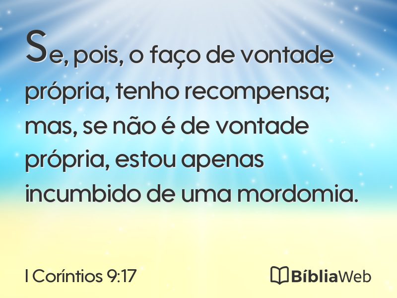 I Coríntios 9:17 em imagem para compartilhar