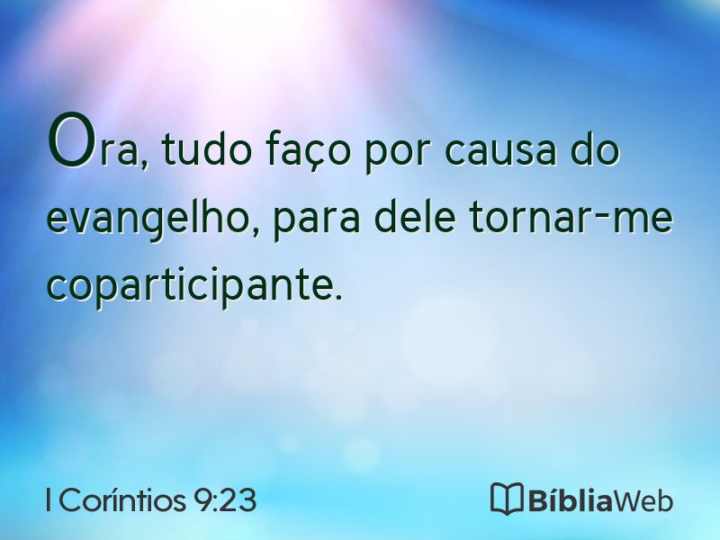 I Coríntios 9:23 em imagem para compartilhar