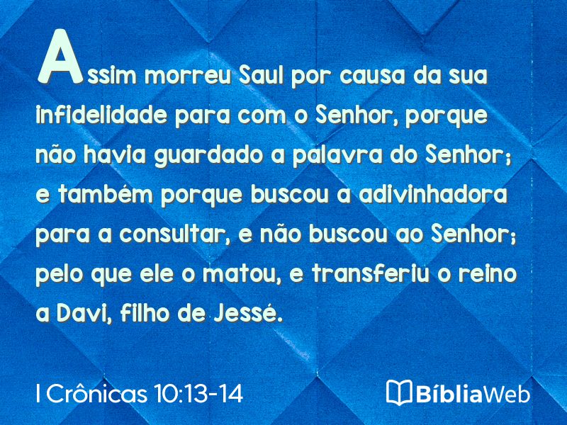 I Crônicas 10:13-14 em imagem para compartilhar
