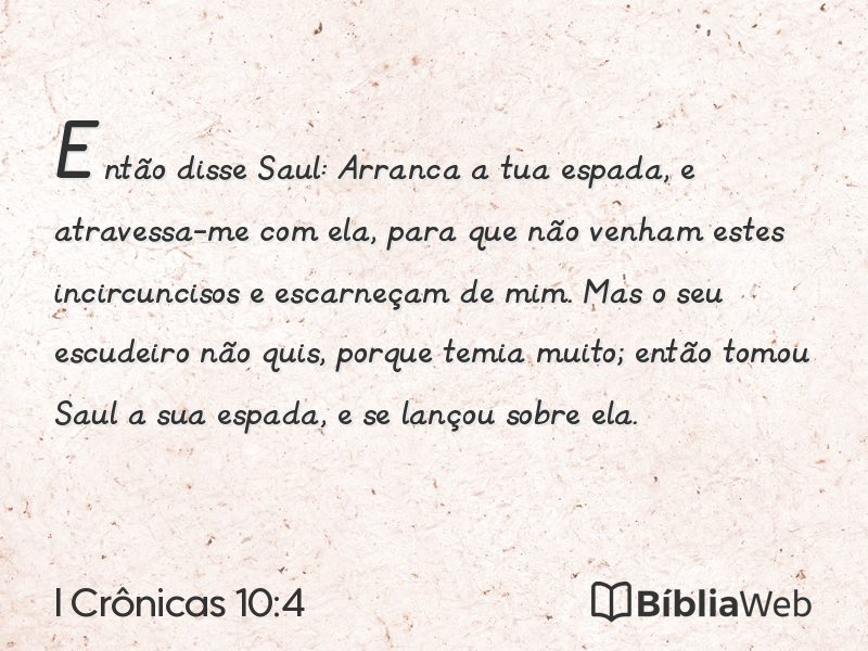 I Crônicas 10:4 em imagem para compartilhar