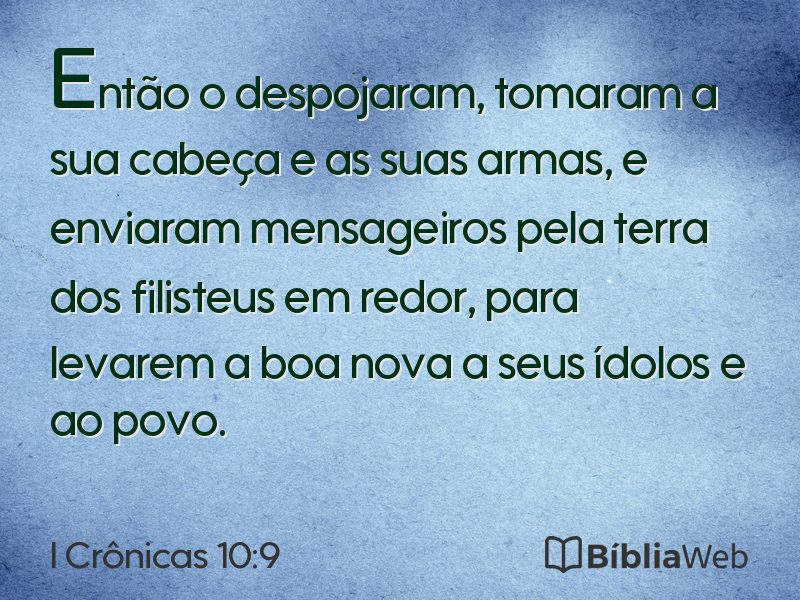 I Crônicas 10:9 em imagem para compartilhar