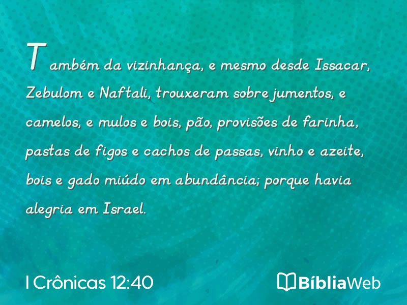 I Crônicas 12:40 em imagem para compartilhar