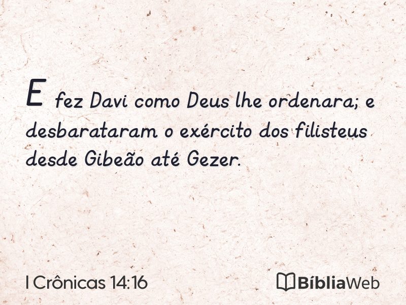 I Crônicas 14:16 em imagem para compartilhar