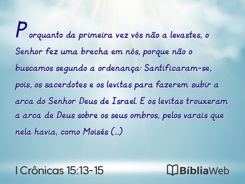 I Crônicas 15:13-15 em imagem para compartilhar