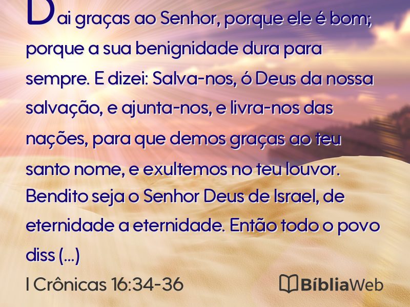 I Crônicas 16:34-36 em imagem para compartilhar