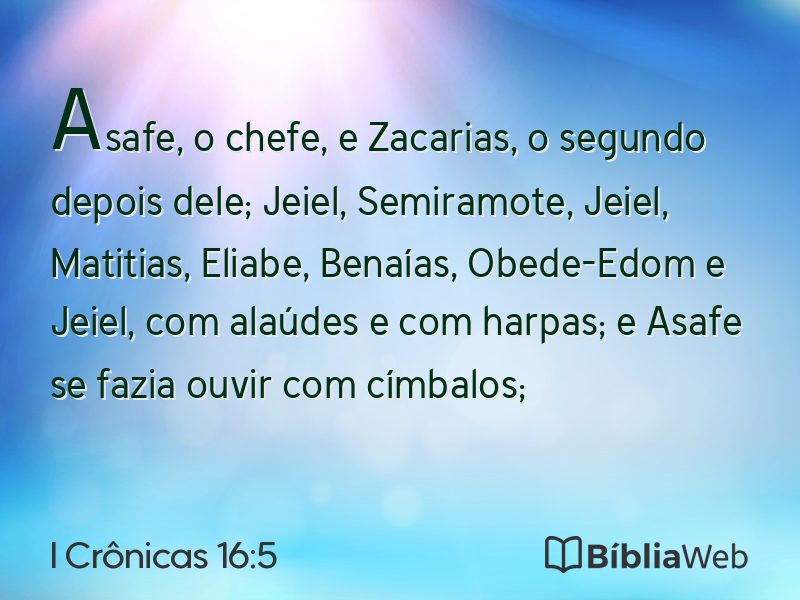 I Crônicas 16:5 em imagem para compartilhar