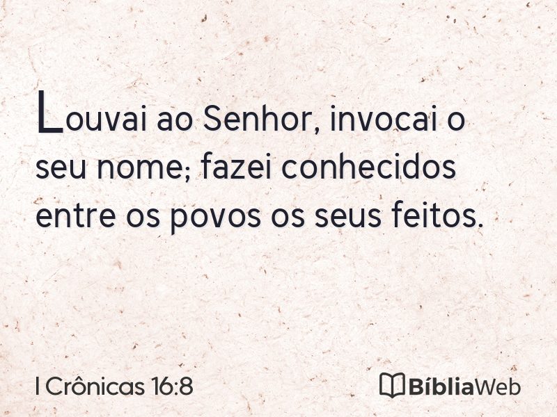 I Crônicas 16:8 em imagem para compartilhar
