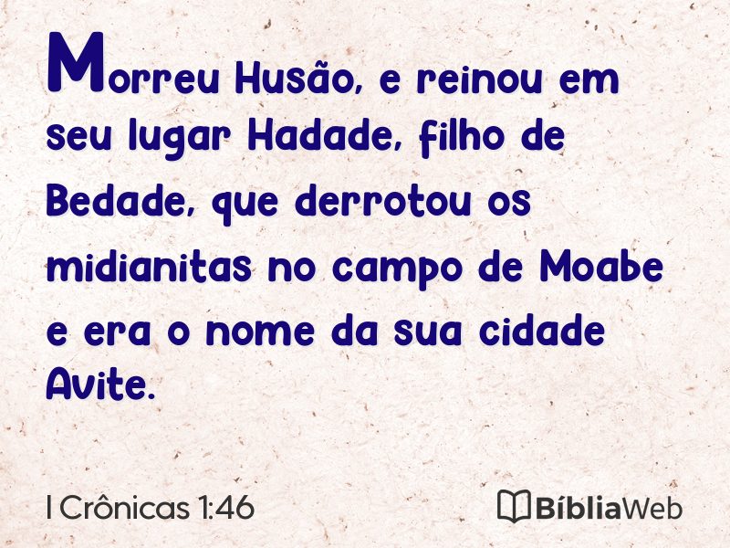 I Crônicas 1:46 em imagem para compartilhar