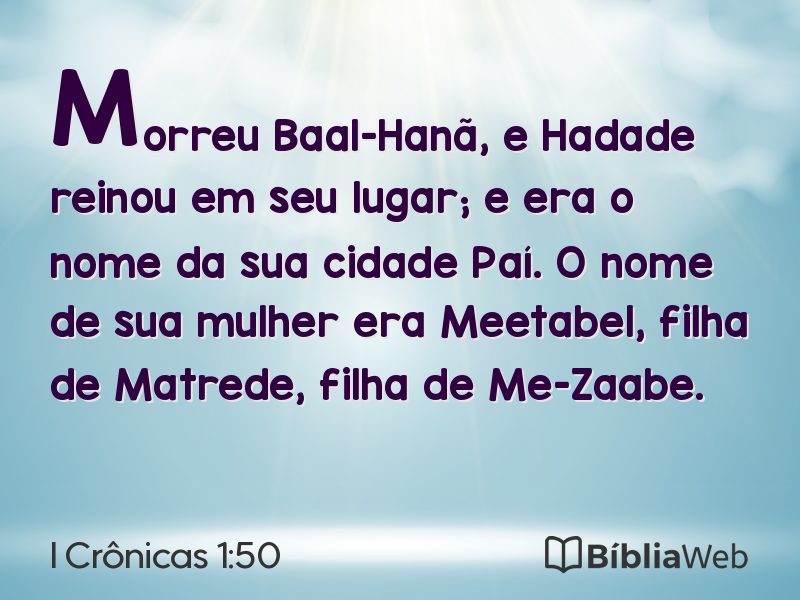 I Crônicas 1:50 em imagem para compartilhar
