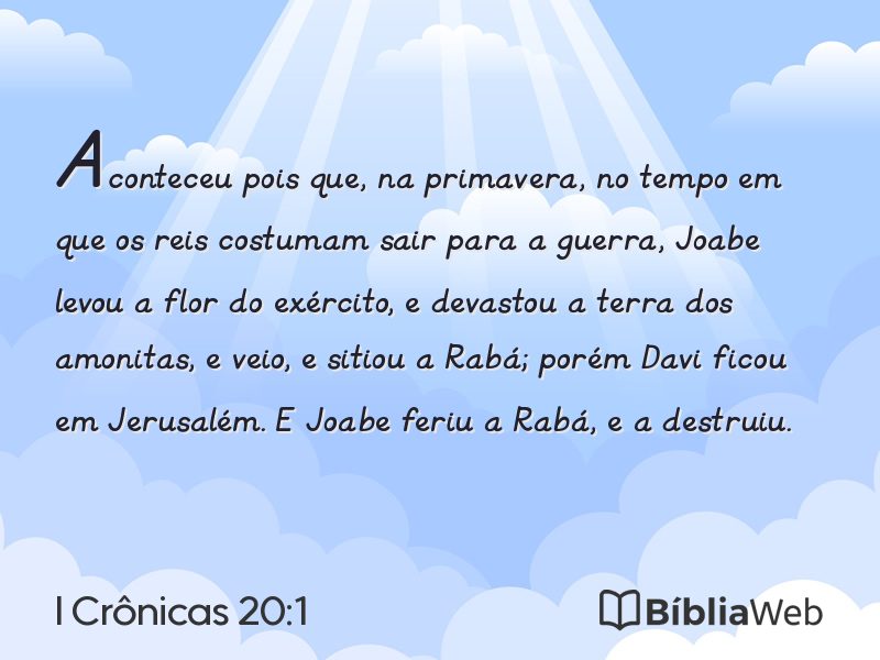 I Crônicas 20:1 em imagem para compartilhar
