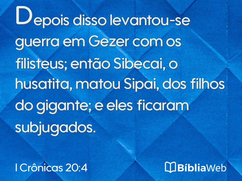 I Crônicas 20:4 em imagem para compartilhar