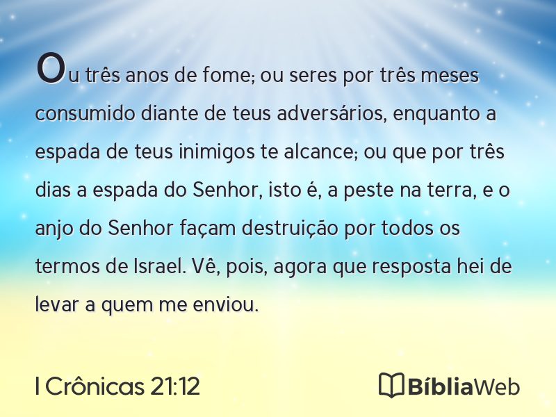 I Crônicas 21:12 em imagem para compartilhar