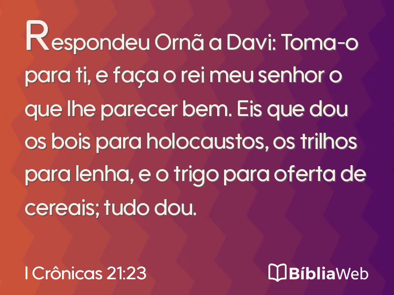 I Crônicas 21:23 em imagem para compartilhar