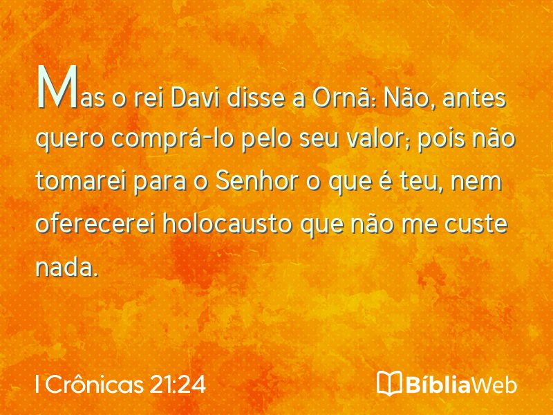 I Crônicas 21:24 em imagem para compartilhar