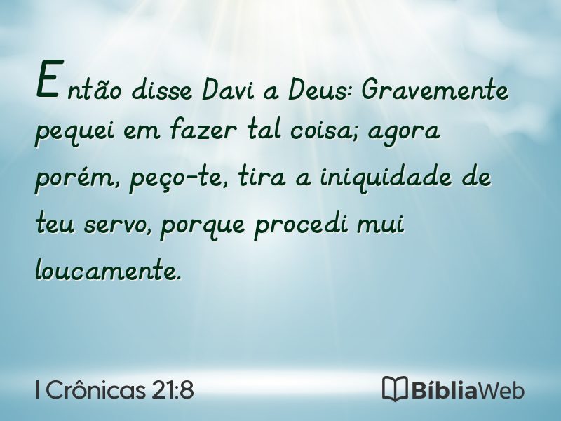 I Crônicas 21:8 em imagem para compartilhar