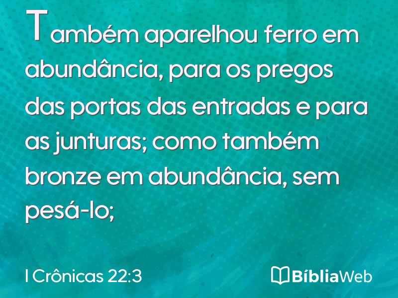 I Crônicas 22:3 em imagem para compartilhar