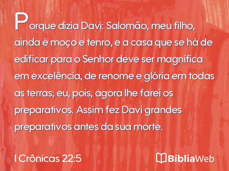 I Crônicas 22:5 em imagem para compartilhar
