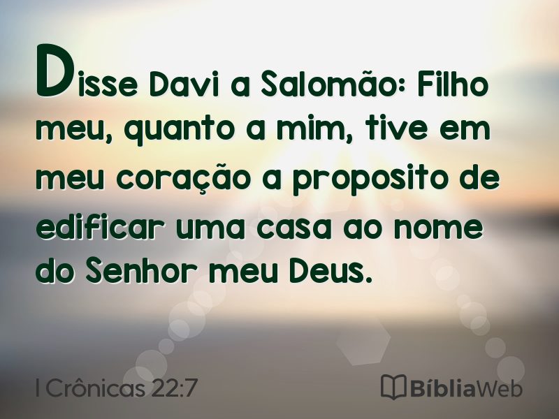 I Crônicas 22:7 em imagem para compartilhar