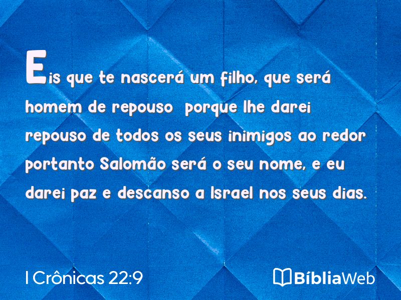 I Crônicas 22:9 em imagem para compartilhar