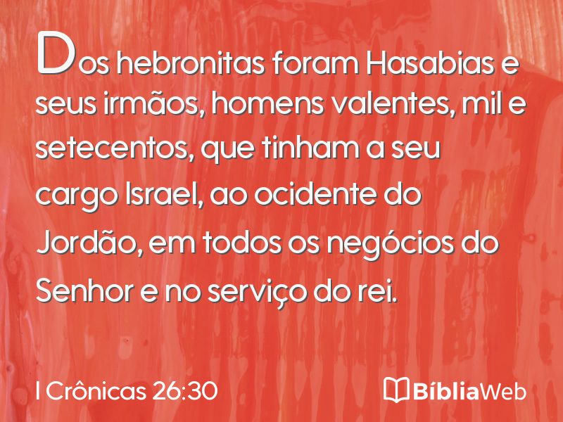 I Crônicas 26:30 em imagem para compartilhar