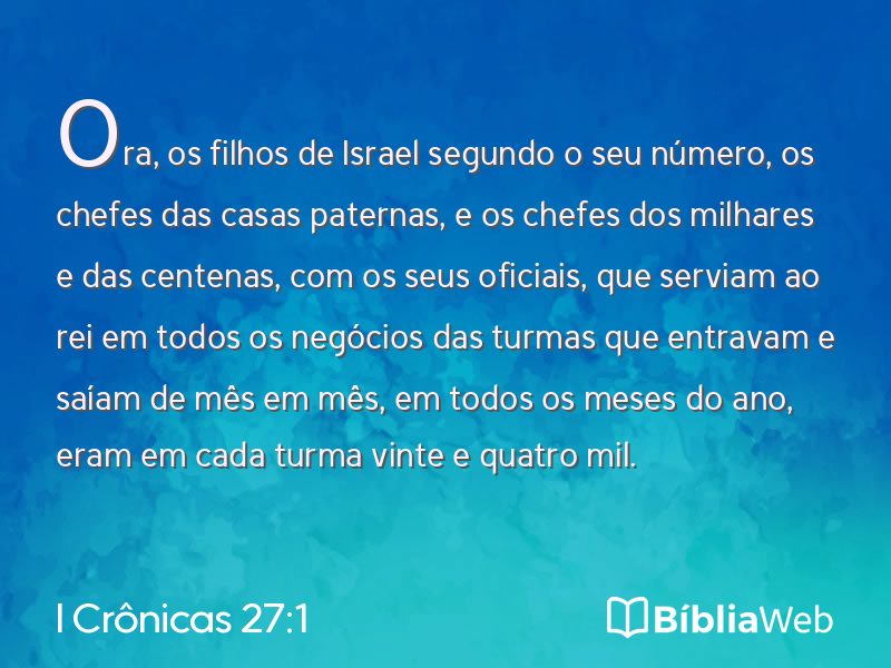 I Crônicas 27:1 em imagem para compartilhar