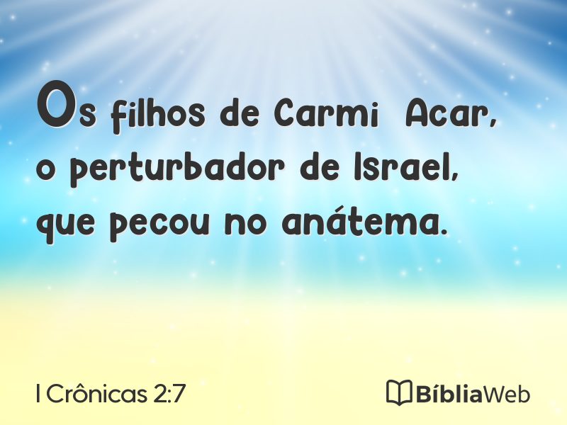 I Crônicas 2:7 em imagem para compartilhar