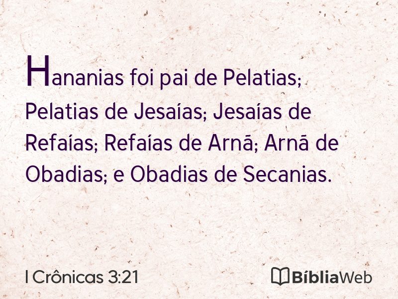 I Crônicas 3:21 em imagem para compartilhar
