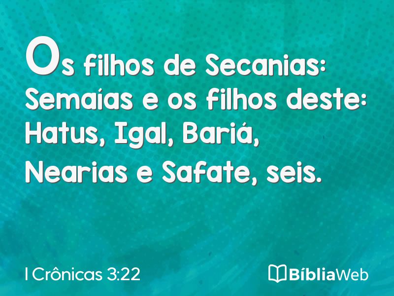 I Crônicas 3:22 em imagem para compartilhar