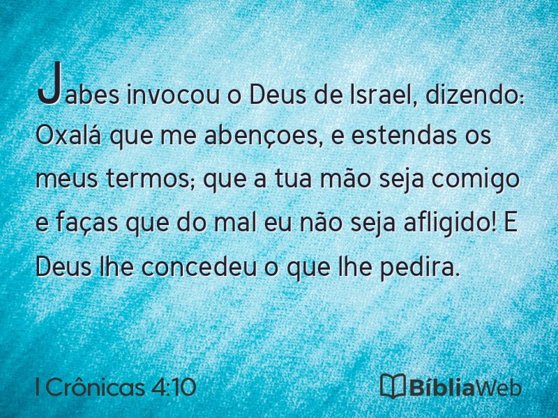 I Crônicas 4:10 em imagem para compartilhar