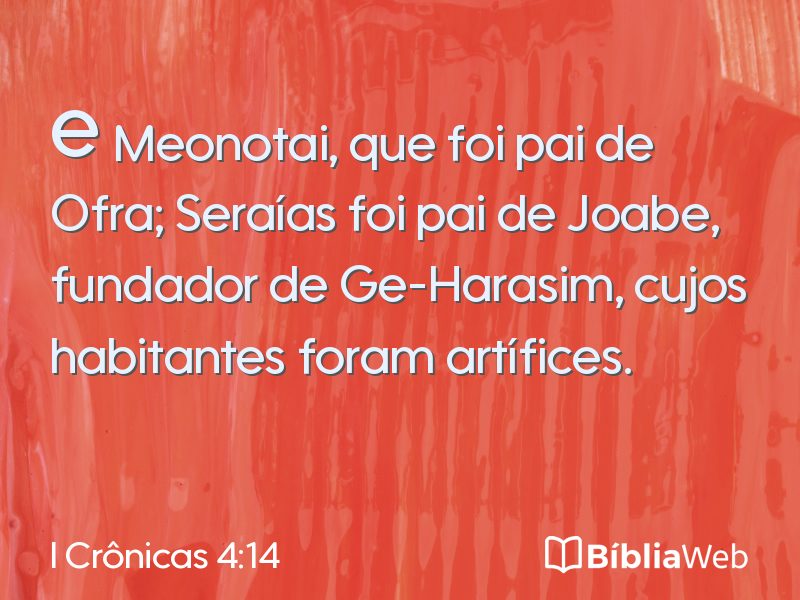 I Crônicas 4:14 em imagem para compartilhar