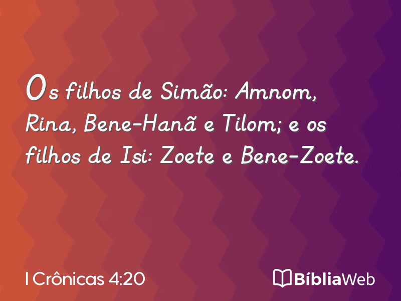 I Crônicas 4:20 em imagem para compartilhar