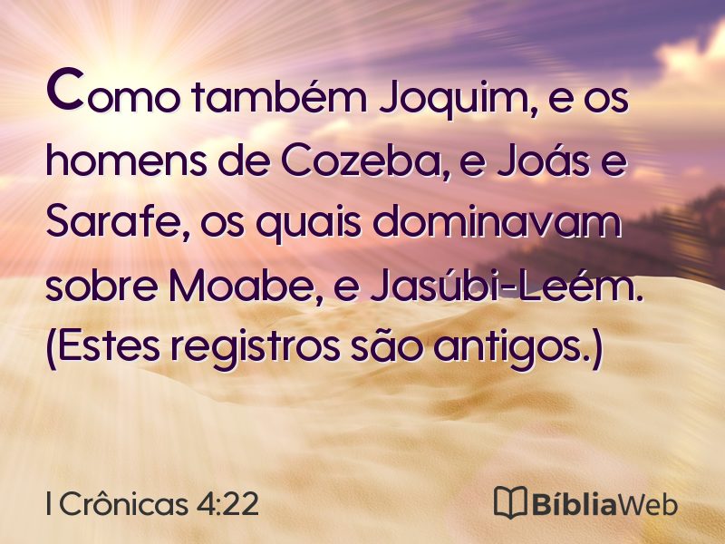 I Crônicas 4:22 em imagem para compartilhar