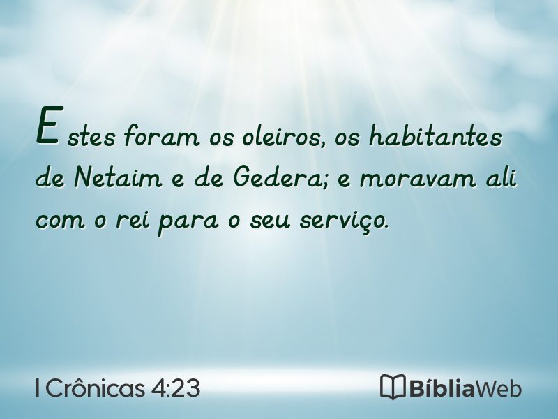 I Crônicas 4:23 em imagem para compartilhar