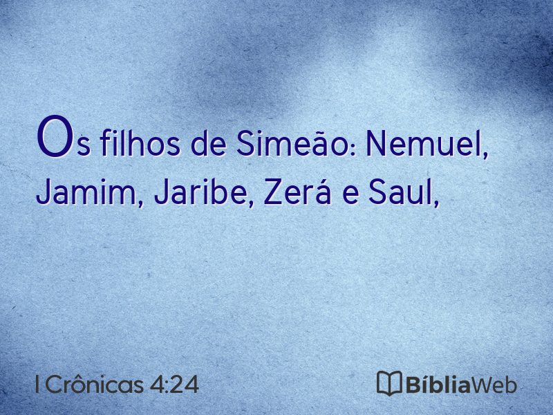 I Crônicas 4:24 em imagem para compartilhar