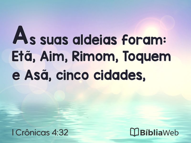 I Crônicas 4:32 em imagem para compartilhar