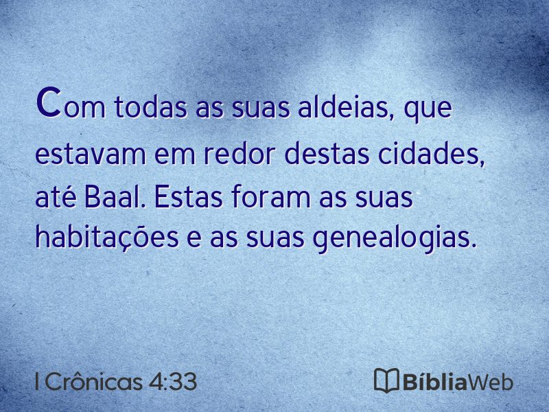 I Crônicas 4:33 em imagem para compartilhar