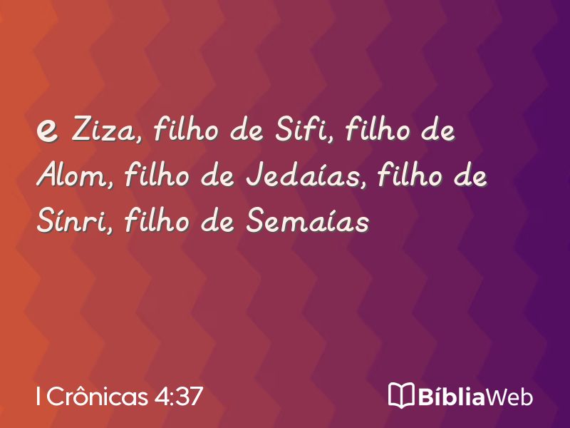 I Crônicas 4:37 em imagem para compartilhar