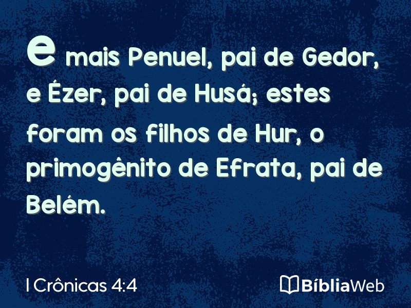 I Crônicas 4:4 em imagem para compartilhar