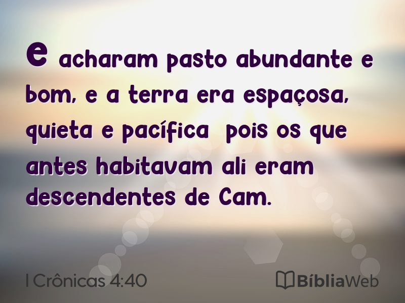 I Crônicas 4:40 em imagem para compartilhar