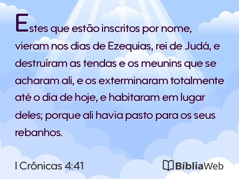 I Crônicas 4:41 em imagem para compartilhar