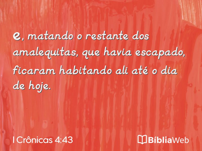 I Crônicas 4:43 em imagem para compartilhar
