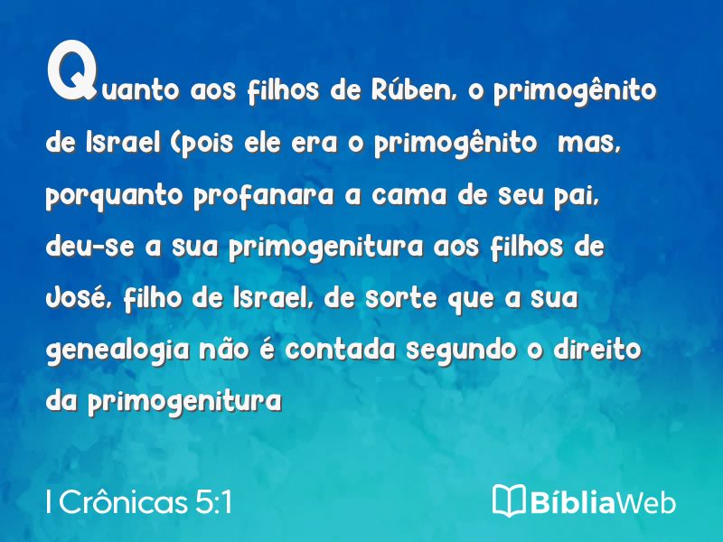 I Crônicas 5:1 em imagem para compartilhar